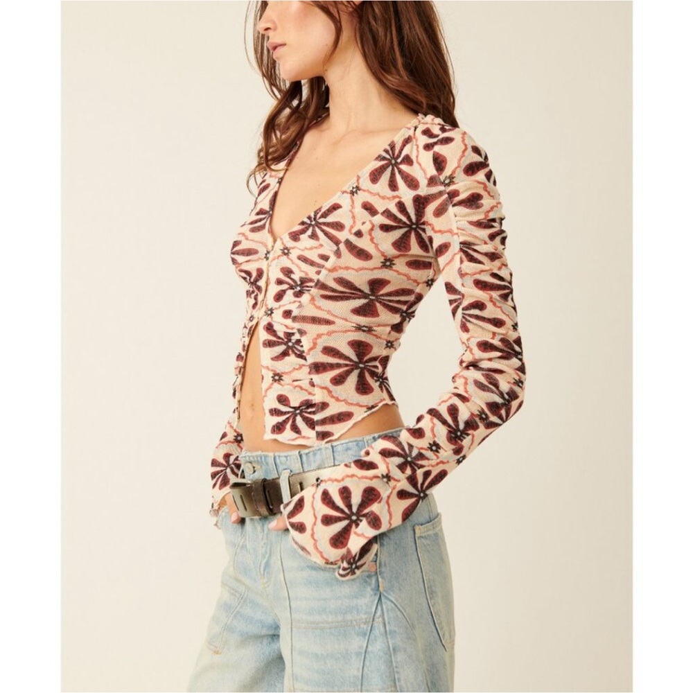 NWT-Free People “Through the Meadow” Floral Long Sleeve Top XS - Picture 2 of 10